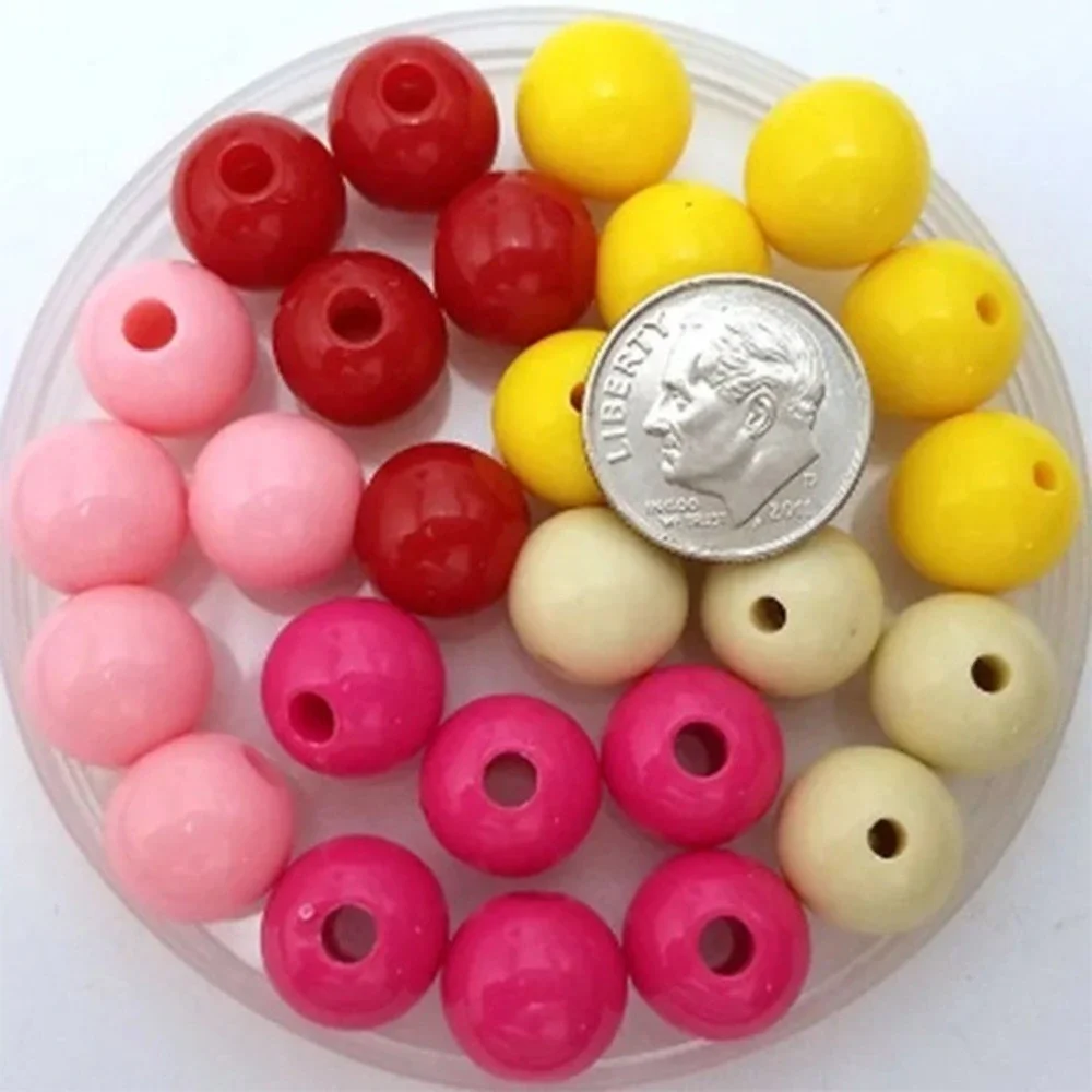 50pcs 12MM Acrylic Beads, pink yellow ivory red,‎ will fit beadable pens